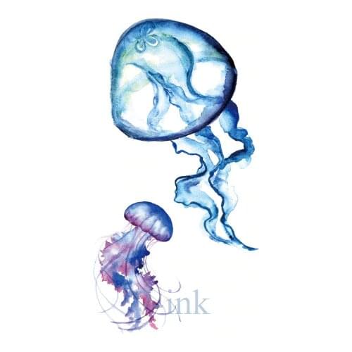 Waterproof Temporary Tattoo sticker color Jellyfish tatto Water Transfer fake flash tatoo 10.5*6 cm for gril kid woman