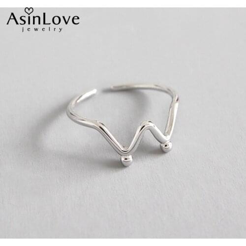 AsinLove Real 925 Sterling Silver INS Style Simple Open Rings Creative Handmade Designer Fine Jewelry Fashion Rings for Women