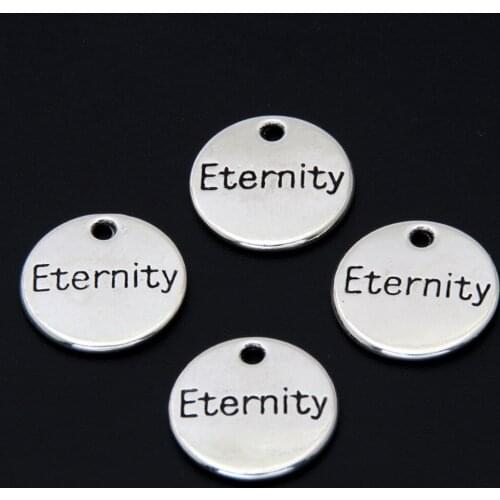 10pcs Silver Color Word Eternity Charms Finding Handmade Love Bangle Unisex Gift Jewelry Supplies 14mm A3373