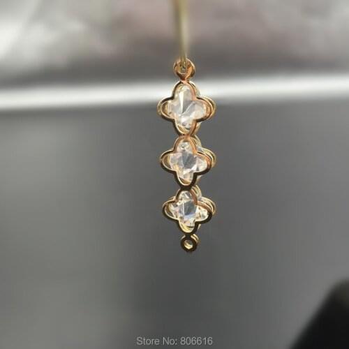 120Pcs 35*11mm Flower " KC Gold Color " Alloy + Glass Crystal Rhinestone Inner Jewellery Pendants Jewelry Charms