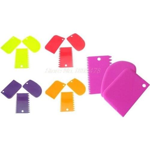 200Set3Pcs/set Plastic Dough Icing Fondant Scraper Cake Decorating Baking Pastry Tools Plain Smooth Jagged Edge Spatulas Cutters
