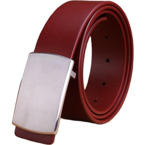 2020 stainless steel smooth buckle belt for men mens belts luxury full grain cowhide genuine leather strap camel red black 38mm