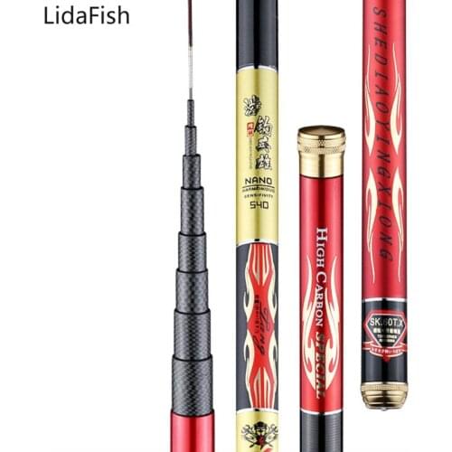 3.6-7.2m Telescopic Fishing Rod High Quality Carbon Fiber Ultra Light Stream Hard Rod Travel Fishing Pole vara de pesca