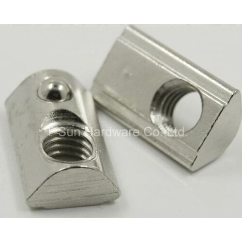 3030 M6 Roll-in T Spring Nut / M6 Half Round Elasticity Spring Nut for 3030 Aluminium Profile Slot Groove 6