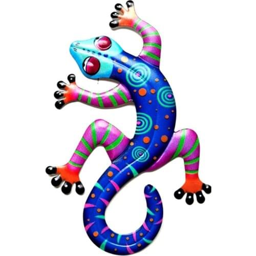 3D Metal Gecko Ornament Colorful Iron Art Lizard Sculpture Artwork Modern Wall Hanging Pendant Home Garden Decoration