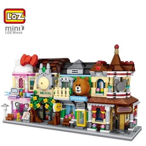 LOZ MINI Blocks City Street Series Makeup Shop Cartoon Bear Shopping galler 3D Building Blocks View gifts with collection value