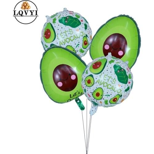 4pcs Aluminum Foil Air Balloons Avocado Pattern Oval Round Mylar Helium Balloons Airballoons Birthday Party Decorations Globos