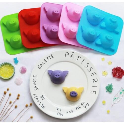 4 Cartoon Pig Head Series Silicone Cake Mold Baking Utensils XG239