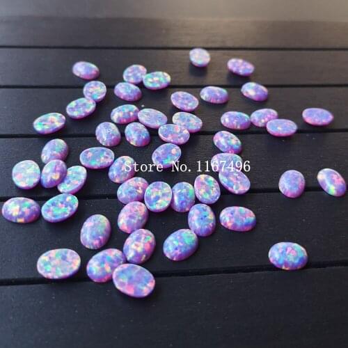 50pcs/ lot OP38 6x8mm Synthetic Oval Cabochon Opal Stone Oval Flat Bottom Opal for Body Jewelry