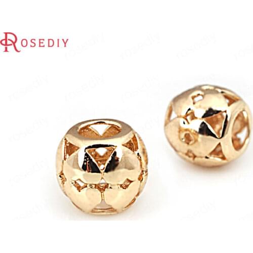 6PCS 11x9MM 24K Champagne Gold Color Plated Brass Heart Large hole Spacer Beads Bracelet Beads High Quality Jewelry Accessories