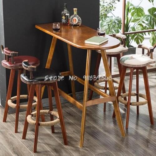 Bar Chair Household High Stool Nordic High Stool Rotary Chair Solid Wood Chair Bar Table Chair Bar Stool