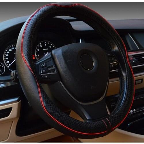 Free shipping Car Genuine Leather Steering Wheel Covers Universal 15 inch/38CM - Breathable, Anti Slip & Odor Free