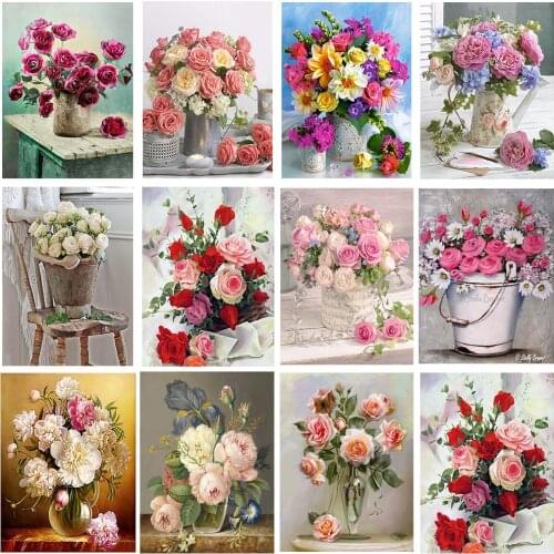 NAIYUE-5d Diy Diamond Painting Flower Peony Cross Stitch Set Rose Diamond Embroidery Mosaic Home Decoration Holiday Gift