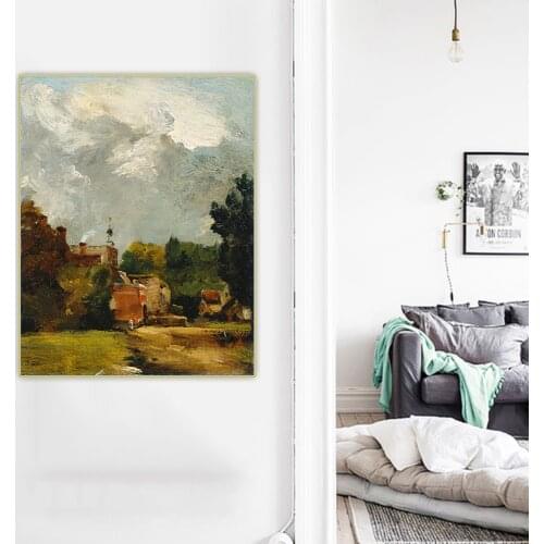 Citon John Constable《East Bergholt Church》Canvas Art Oil painting Artwork Poster Picture Backdrop Wall Decor Home Decoration