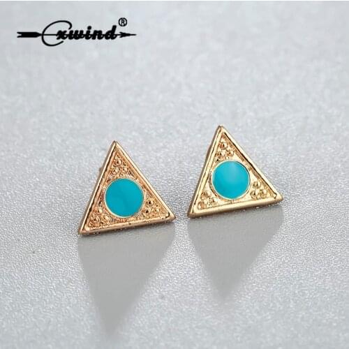 Cxwind Fashion Triangle Earrings Punk Design Triangle Round Geometric Stud Earring for Women Party Jewelry pendientes brincos