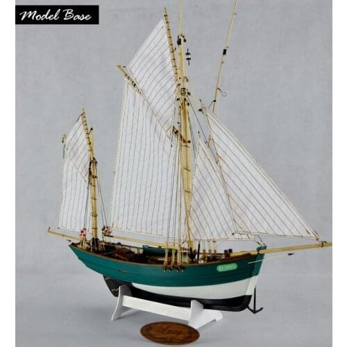 Wooden Ship Models Kits Diy Kids Toy Scale 1/50 Model Boats Wood 3d Laser Cut LUCY French Double Mast Vertical Sail Fishing Boat