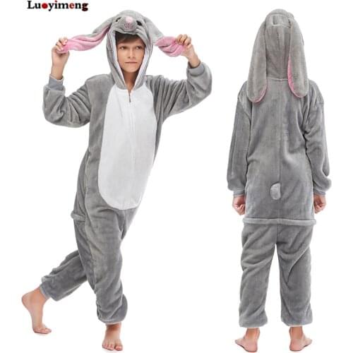 Children Unicorn Pajamas For Girls Boy Kigurumi Rabbit Onesie Kids Animal Pyjama Baby Licorne Costumes Winter Jumpsuit Sleepwear
