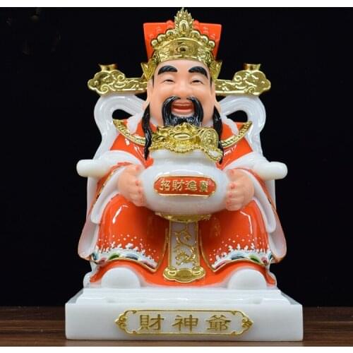 Southeast Asia Home store COMPANY High-grade Good luck talisman bring wealth money God of wealth CAI SHEN YE jade gilding statue