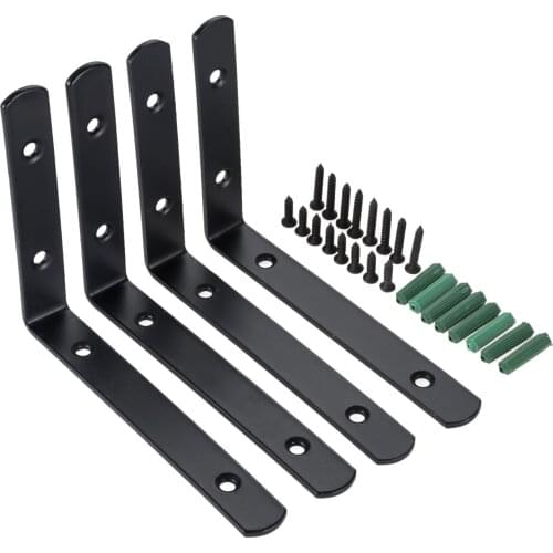 DRELD 4pcs Angle Bracket Stainless Steel Corner Brace Fastener L Shaped Right Angle Brackets Corner Protector Shelf Support