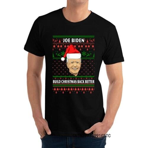 Joe Biden build christmas back better Tops & Tees Discount Round Neck T-shirts Street Short Sleeve Premium Cotton Mens T Shirts