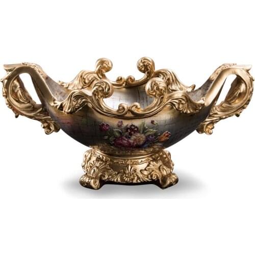 European Classical Fruit Plate Tray Dried Fruit Snacks Basket Court Style Resin Craftwork Storage Display Home Decoration