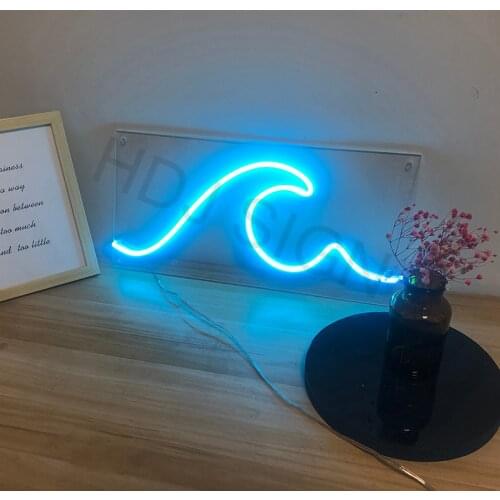 Custom Outdoor Led Flex Neon Sign Waves Visual Art Bar Pub Club Wall Hanging Flexible Decoration For Room Wedding