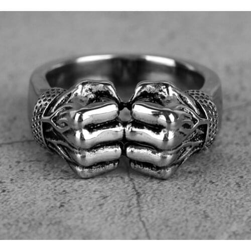 Angry fist power mens ring punk rock hip hop creative personality boys fashion jewelry gifts