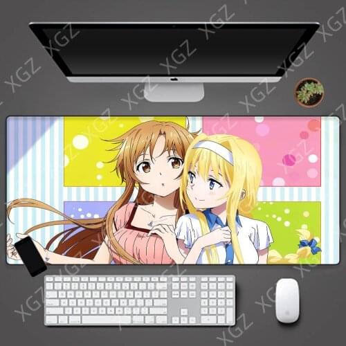 XGZ Anime Girl Large Size Mouse Pad Computer Game HD Natural Rubber Mousepad Big PC Keyboard Mat Anti-skid Office Desktop Pad