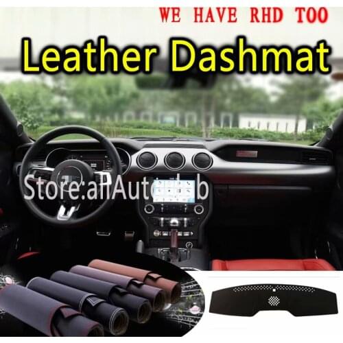 For Ford Mustang 350gt 500 2015 2016 2017 2018 2019 Leather Dashmat Dashboard Cover Dash Mat Carpet Custom Car Styling LHD+RHD