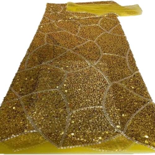 SJ Lace Handmade Beads Lace Embroidery African Lace Fabric High Quality French Nigerian Mesh Lace Fabrics Wedding Dress dx5-79