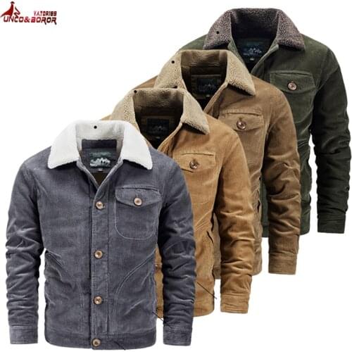 Winter Bomber Coats Men Streetwear Air Force Pilot Corduroy Denim Jacket Warm Male Windproof Army Tactical Fleece Parkas Clothes