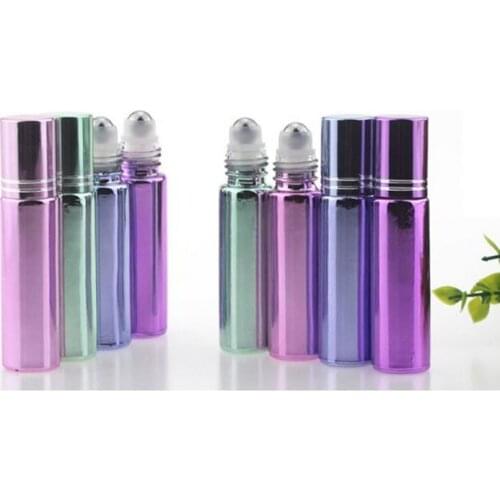 10ml Mini Steel Roll Ball Empty Perfume Bottle Portable Refillable Travel UV Glass Parfum Bottles F20171259