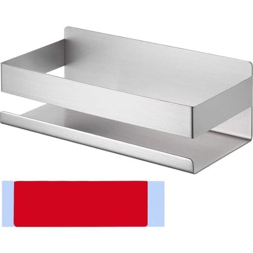 Multifunctional Holder Adhesive Shower Shelf Storage Modern No Drilling Stainless Steel Bathroom Organizer Basket Wall Mounted