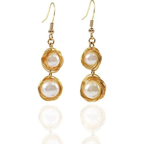 LANFLORA fashion Imitation Pearl earrings handmade women earrings copper alloy earrings free shipping