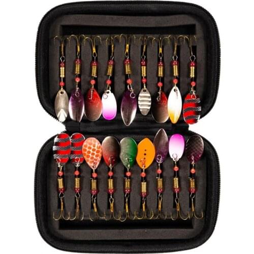 18Pcs Outdoor Fishing Multicolor Sequined Hard Faux Bait Kit Treble Hook Fake Lure Set with Storage Box