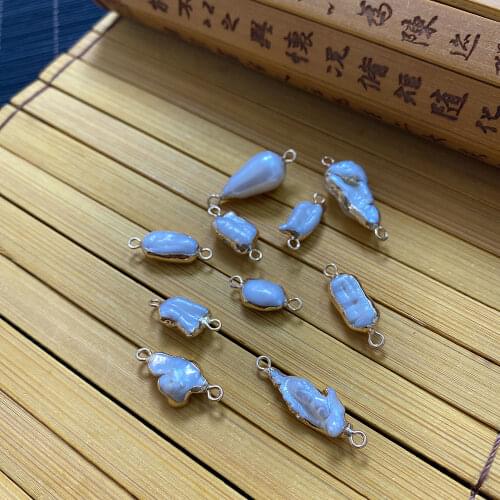 Natural Freshwater Pearl Exquisite Two-hole Connector Charm Lady Necklace Pendant Suitable for DIY Jewelry Necklace Earrings