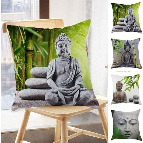 Buddha Series Printed Sofa Cushion Cover Home Decor Linen Wholesale Throw Cushion Square Cojines Household Pillowcase U1R5