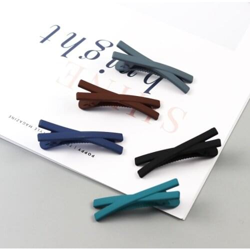 New Korean version of frosted solid color duckbill clip cross plastic toothed hairpin small simple bangs clip side clip top clip