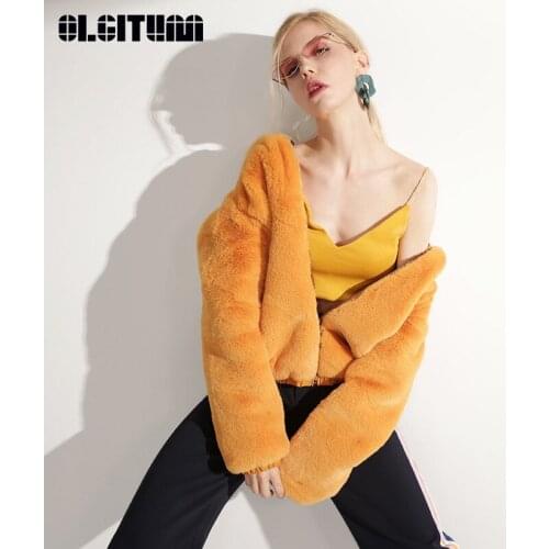 New Winter Popular Faux Fur Women Fashion Imitation Rabbit Fur Hooded Ourwear 2020 XS-L Short Warm Multi-color Solid Casaco