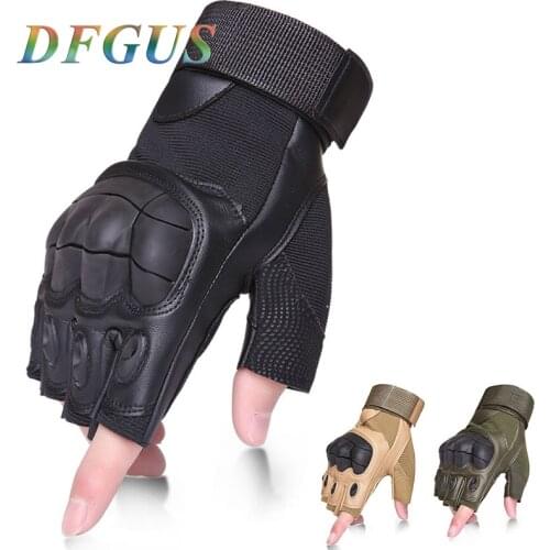 US Military Tactical Gloves Soft Shell Leather Fitness Half Finger Gym Gloves Special Forces Non-slip Outdoor Sports Guantes