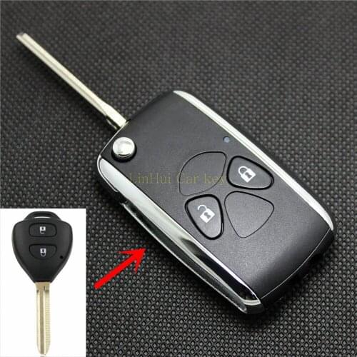 PINECONE Key Case for TOYOTA COROLLA RAV4 Car Key 2 Buttons Metal Side Modified Remote Key Shell Cover With Uncut Blade 1 PC