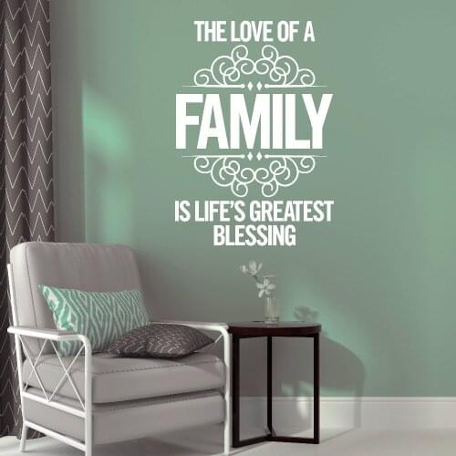 Family Wall Decal Quotes The Love Of A Family Is Lifes Greatest Blessing Design Wall Stickers Vinyl Home Decor Art Mural SY81