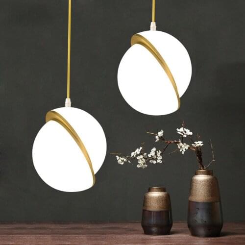 Modern Nordic Glass Balls Pendant Lights High Grade Moon Luminaire Pendant Lamps for Living Room Droplight Hanging Lamp