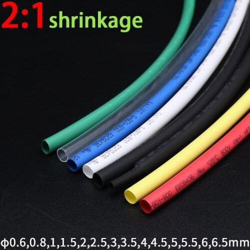 5M Heat Shrink Tube Dia 0.6 0.8 1 1.5 2 2.5 3 4 5 6 6.5 mm PE 2:1 Ratio Insulated Cable Sleeve Wire Wrap Electric Cable Repair