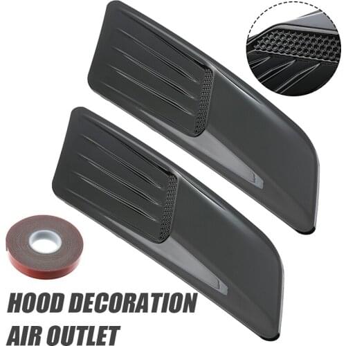 2pcs Black ABS Car Auto Front Hood Scoop Heat Extractor Insert Vent Fit For Ford Mustang 2015-2017 DIY Decor Trim Moulding Parts