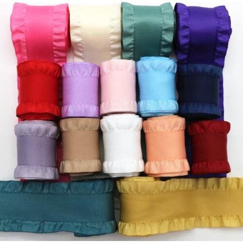 High quality 22mm/38mm ruffled flounce ribbon 50 yards DIY handmade materials bow headdress skirt cap edge lace wholesale