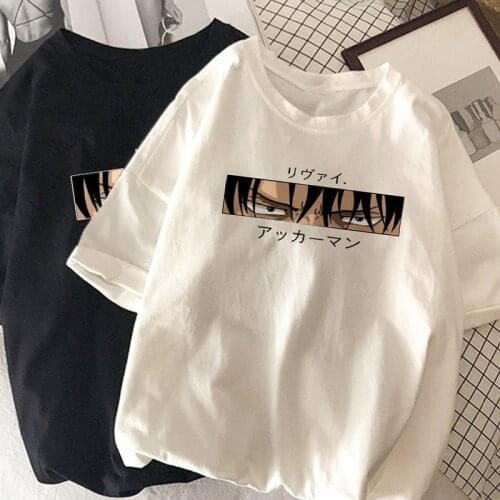 Womens T-shirt Levi Ackerman eye printT-shirt dark Japanese anime Attack on Titan loose street style punk top ulzzang Harajuku