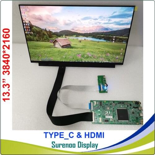 13.3" Inch 3840X2160 4K LCD Module Monitor Screen Display Panel Type_C HDMI Mini for Windows & Android Cable Projection