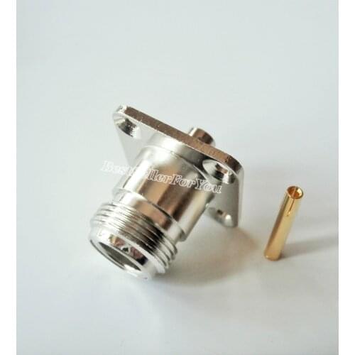 1Pcs N Solder Female 4 Hole Flange Mount Semi-rigid RG402 0.141" RF Connector