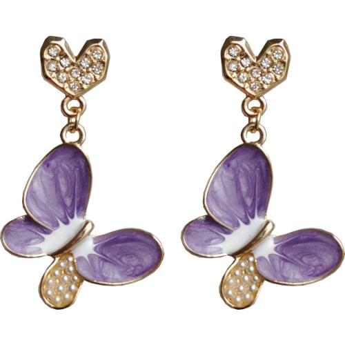 10 pair/ lot fashion jewelry metal enamel cute flower butterfly earrings